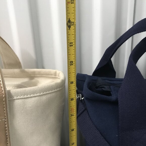 LANDS END Canvas Bag Lot 2 Small Navy & Natural Crossbody Strap - Picture 11 of 16